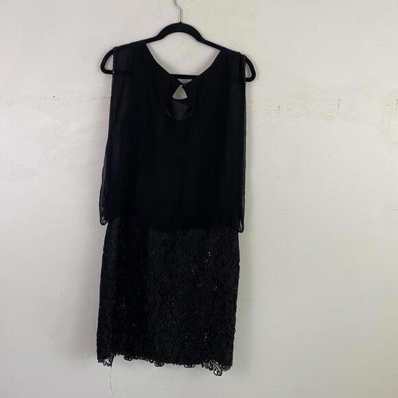 AIDAN MATTOX black lace blouson mini dress - Picture 5 of 6